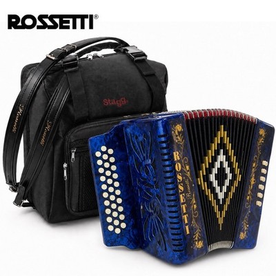 Rossetti 3112 GCF Sol 31 Button 12 Bass Diatonic Accordion Blue + Padded Gig Bag