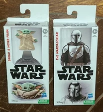 Lot of 2 Disney Star Wars: (2022) GROGU w/HOVER PRAM & MANDALORIAN Figures