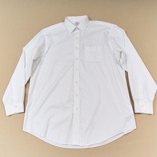 Brooks Brothers Madison White Dress Shirt Mens 17.5 37 Non Iron Stretch Cotton