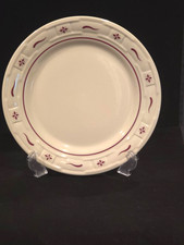 Set of 4 - Longaberger Pottery Ivory/Red Woven Traditions 9" Luncheon Plates USA