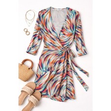 Vintage Y2K Diane Von Furstenberg Julian 100 Silk Wrap Dress 8 Abstract Print