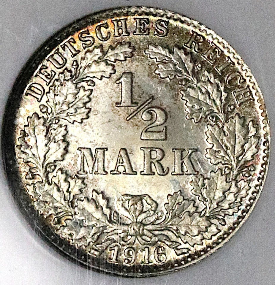 1916-D NGC MS 67 Germany 1/2 Mark Munich Mint Kaiser Gem Silver Coin (25062802C) - Image 2 of 4