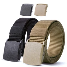 Nylon Military Tactical Men Belt 2 Pack Webbing Outdoor Web Belt With Plastic...
