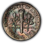 1959 10c Silver Roosevelt Dime - Deep Rainbow Toning - BU - SKU-Z6365