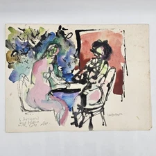 Listed Artist ABRAHAM RATTNER (1895-1978) / Rare ORIGINAL WATERCOLOR / Signed