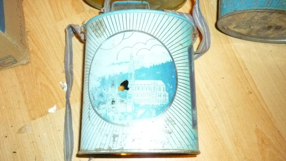 lot 3 ancienne gourde de pelerin en tole vide eau benite lourdes - Photo 4/4