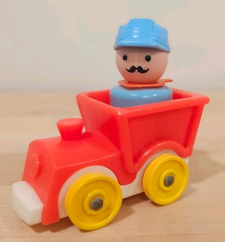 Vintage Fisher Price Little People Conductor Engineer and Red Train Engine