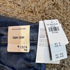 Abercrombie Kids Sz 13/14 Regular Taper Jeans Blue Classic Denim Long