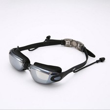 Swimming Goggles with Integrated Earplugs Anti Fog UV -3.00 Black