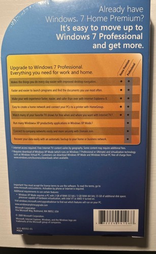 Microsoft Windows 7 Upgrade Home Premium to Professional License - Afbeelding 2 van 2