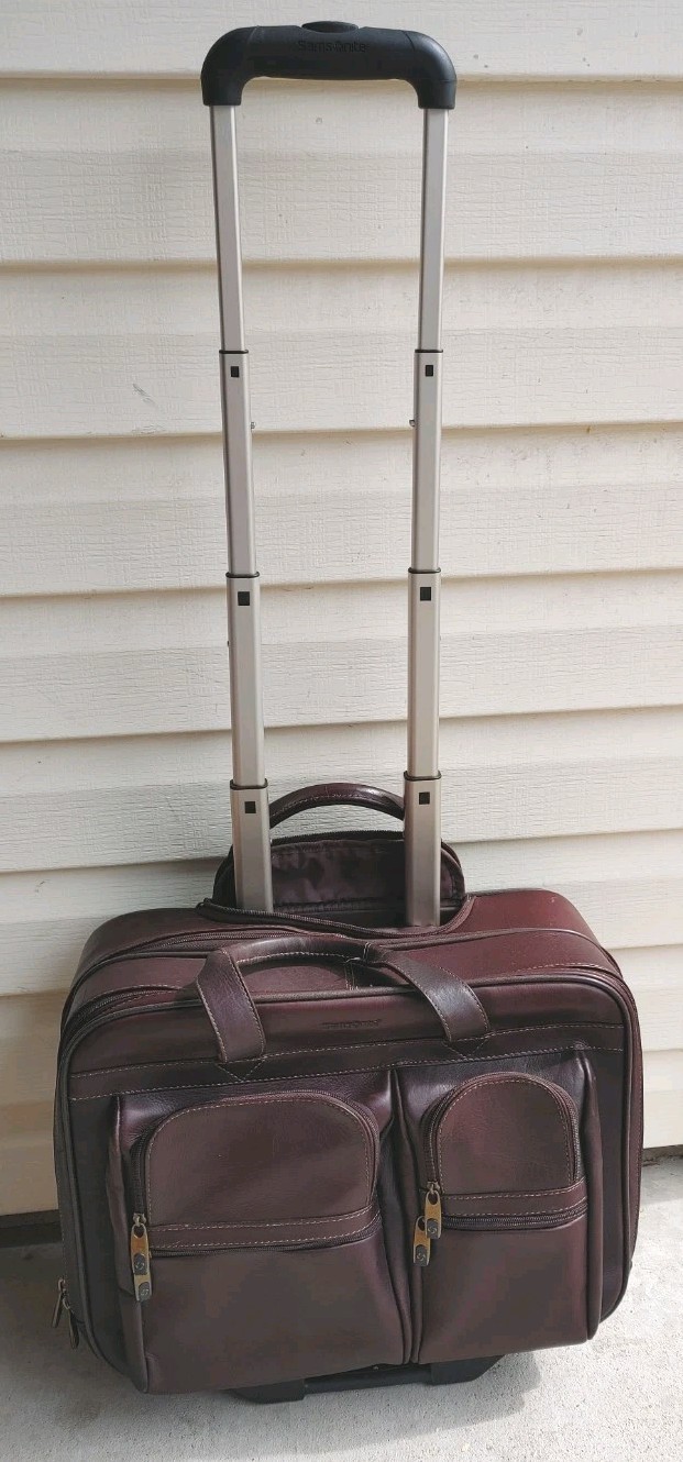 Vintage Samsonite Brown Carry On Luggage Rolling Roller Brie