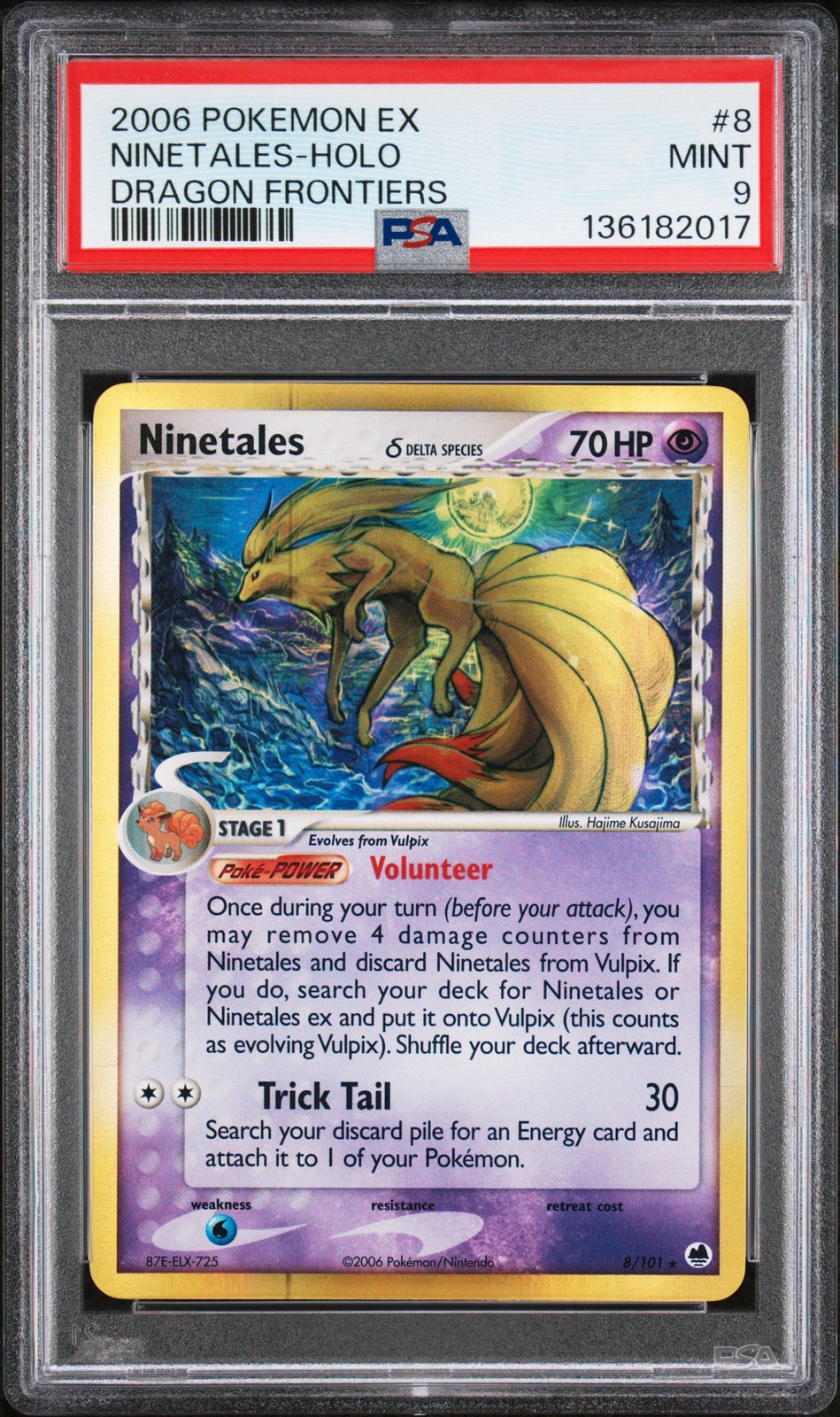 2006 POKEMON EX DRAGON FRONTIERS #8 NINETALES-HOLO PSA 9