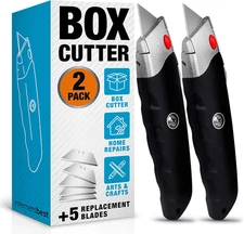 Premium Utility Knife Set | Retractable Box Cutter with Rubber Handle | Heavy-Du