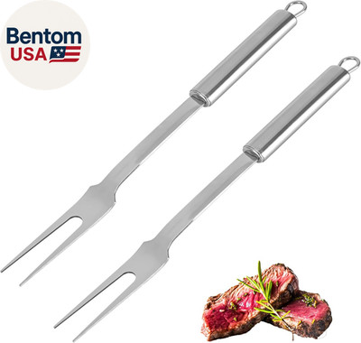 Stainless Steel Meat Forks - 13 Inch, 2 Pieces Large Two-Prong Forks for Cooking