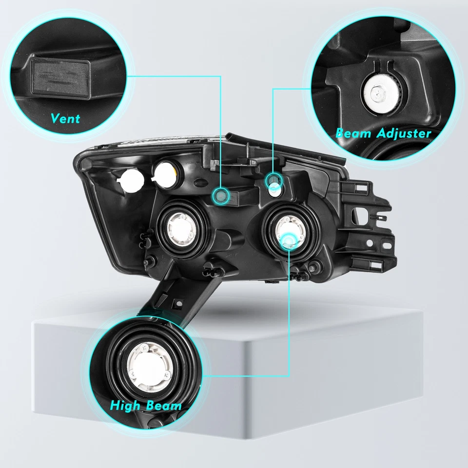 Conjunto de faróis cromados Nissan Armada 2004-2015 Nissan Titan/2005-2007 - Imagem 3 de 4