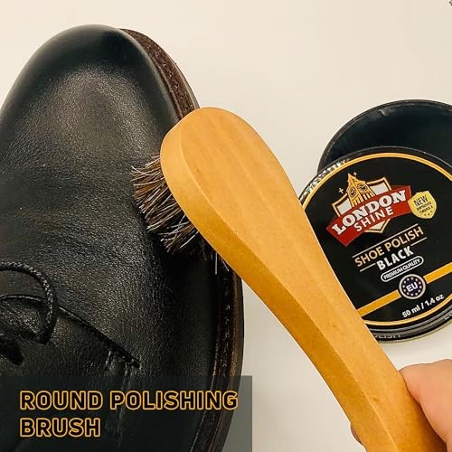 4 Pcs Horsehair Shoe Shine Brush Kit - Premium Shoe Care Kit Includes Long - Picture 4 of 6