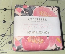 Castelbel Bar Soap White Peony New Shea Butter 5.1 OZ Luxury Triple Milled