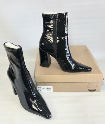 Steve Madden  Zip Up  Black Patented Leather Square-Toe Ankle Booties Size 9.5  