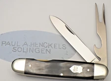 Vintage PAUL HENCKELS SOLINGEN "Hobo" Slot Knife Knife Buffalo Horn Handles MINT