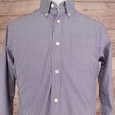 Eddie Bauer Shirt Mens M Purple Striped Wrinkle Resistant Button-Up Relaxed Fit