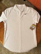 Nike Dri-FIT Men s White Solid Short Sleeve Polo Shirt Size S DD8372-100