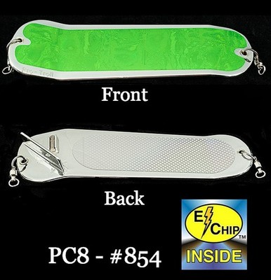 PRO-TROLL ProChip 8'' #854 Pig Pen Mtn Dew Tape on Chrome Flasher With EChip