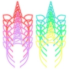 12pcs Glow in the Dark Unicorn Headbands, Plastic Light Up 12 Horse Headbands