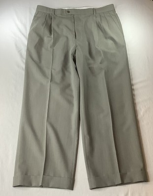Zanella Pants Mens 36x28 Gray Wool Made in Italy Pleated Cuffed