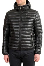 Plein Sport Men's Black Hooded Logo Print Zip Up Parka Jacket