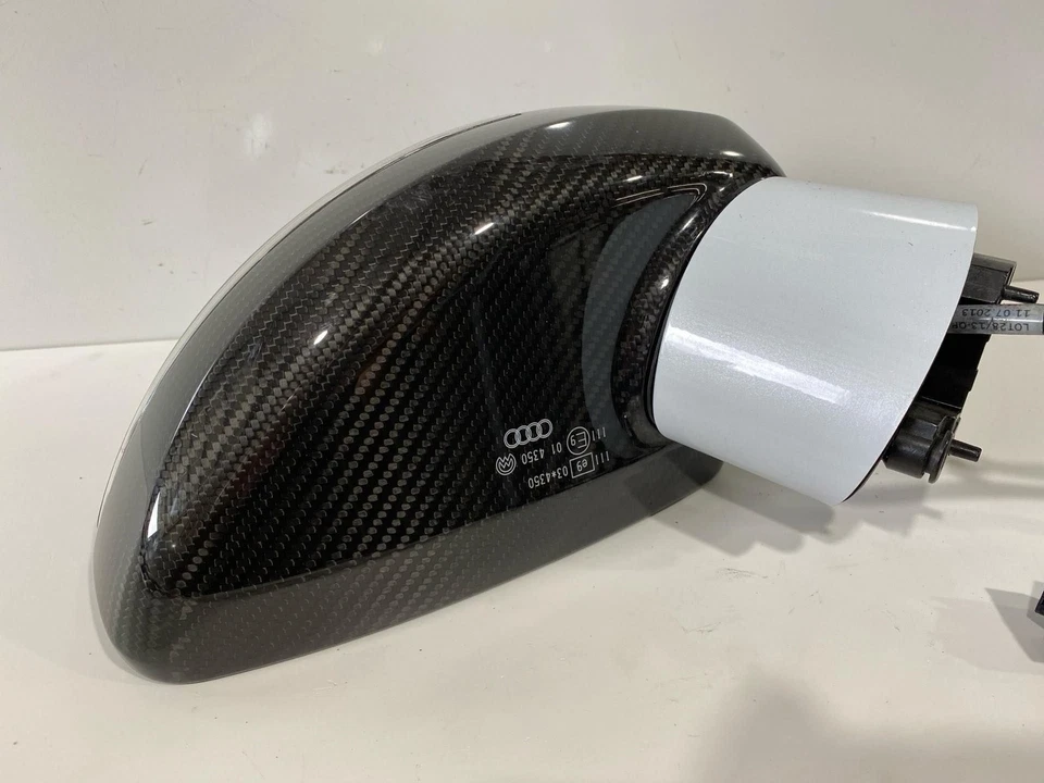 Espejo retrovisor derecho MK2 2008-2015 Audi TT TTS OEM fibra de carbono y blanco glaciar (T) Foto 2 de 4