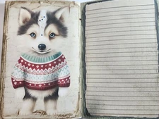 XL Junk Journal Booklet "DOGS in CHRISTMAS SWEATERS 2" Christmas Dogs 60 pgs 6x9