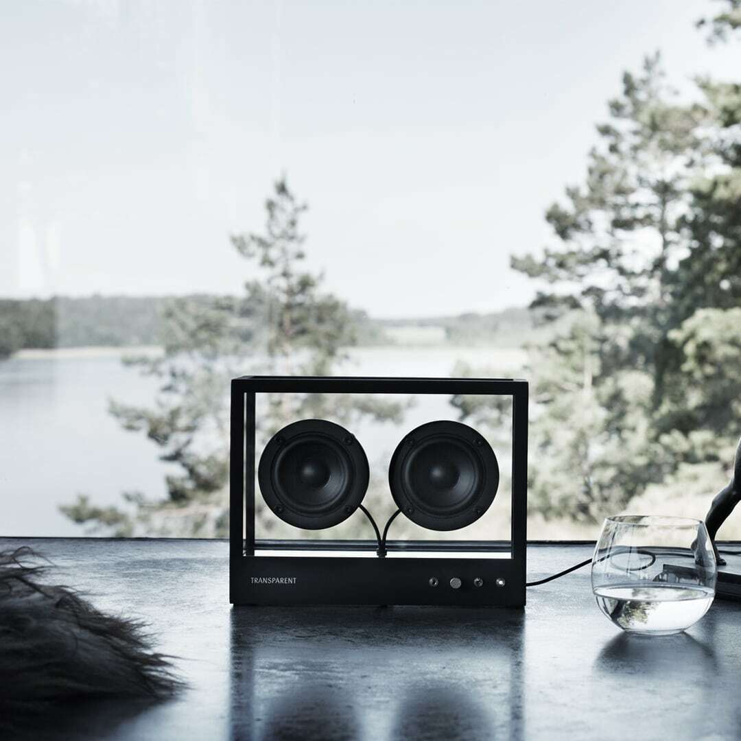 TRANSPARENT Small Transparent Speaker Black Bluetooth Glass TRANSPARENT Small Transparent Speaker Black Bluetooth Glass