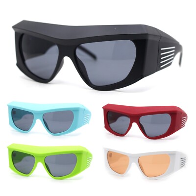 Mad Brow Line Super Thick Temple Angular Flat Top Plastic Sunglasses