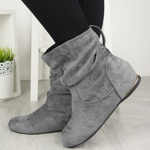 Pixie Botines Ocultos Cuña Zapatos Pull Ons Acanalados Damas Tacones Mujeres Tallas - Imagen 16 de 29