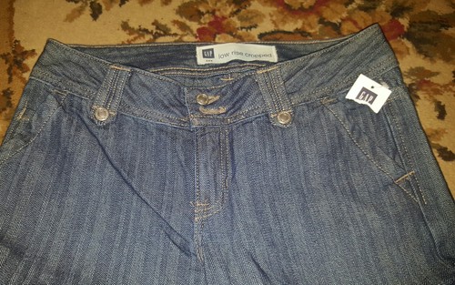 WOMENS JR GAP LOW RISE WOMEN'S BLUE WIDE LEG CROP CAPRI JEANS SIZE 1 NWT - Picture 2 of 4