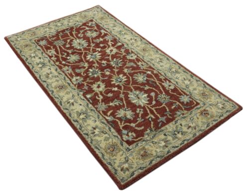 Rot Orient Teppich 100% Wolle 90X160 cm Handarbeit Handgetuftet T980 - Photo 1/5