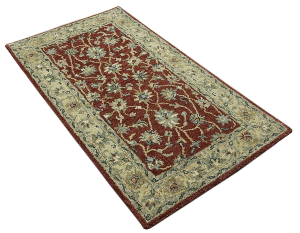 Tapis Orient Rouge 100% Laine 90X160 Cm Fait Main T980 - Photo 1/4