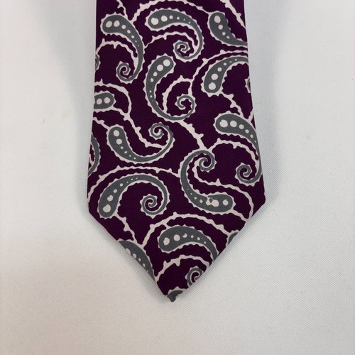 Corbata para hombre Turnbull & Asser hecha a mano en Inglaterra púrpura gris cachemira seda - Imagen 2 de 13