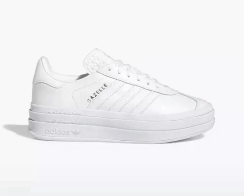 Adidas Gazelle Bold Womens Sneakers Leather Shoes Casual White Silver IE5130 NEW