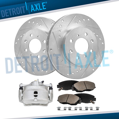 Front Drilled Rotors Left Caliper Brake Pads for Honda Civic Insight Acura EL