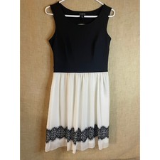 En Focus Studio Black White Dress Lace Trim Cutout Back Party Dress Size 6