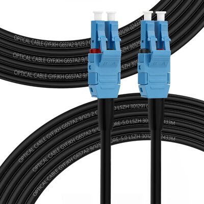 30M/98ft OS2 LC LC Outdoor Fiber Optic Cable, Outdoor Armored Duplex 9/125 Un...