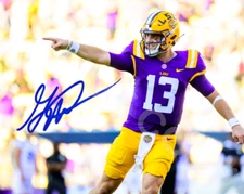 Grant Nussmeier Auto 8x10 Signed LSU Tigers Reprint #13 Purple Jersey Point