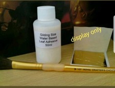 Profi Metall Blatt Acryl Kleber. Kleber 50ml Gr&ouml;&szlig;e. Gold+Silber Vergoldung.