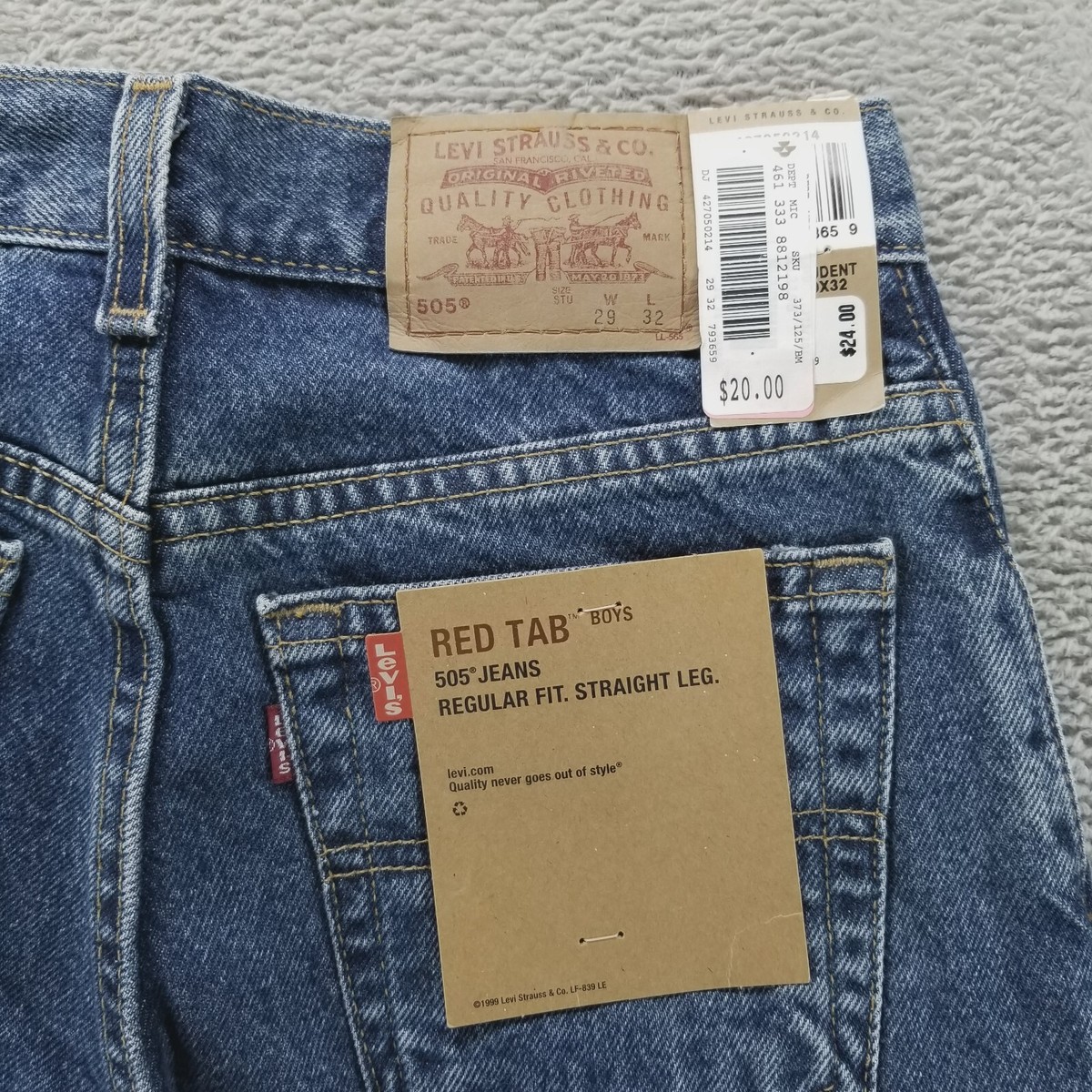 VTG Levis 505 Jeans 29x32 Blue Made in USA Y2K Dead Stock Student  