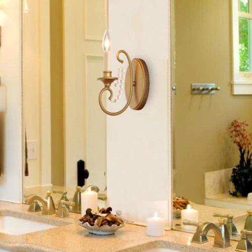 Aplique de pared 2 X Hampton Bay Estelle acabado champán de 1 luz con detalles de vidrio Foto 4 de 4