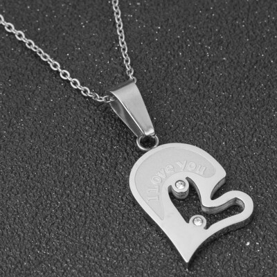 Collana per Coppia Puzzle Cuore Acciaio Inox 2 Partner Rimorchio 2 Catena