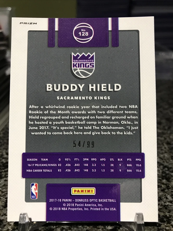 2017-18 Panini Donruss Optic #128 Buddy Hield 2nd Year Rare Red Prizm SSP /99!!! - Image 2 of 2