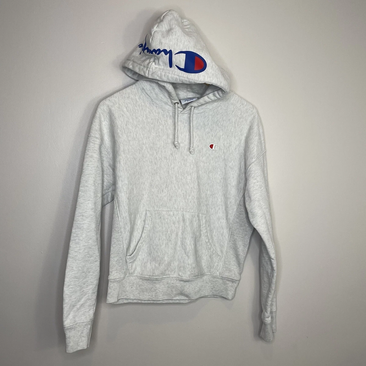 Champion Reverse Weave Womens Medium Hoodie Heather Gray Long