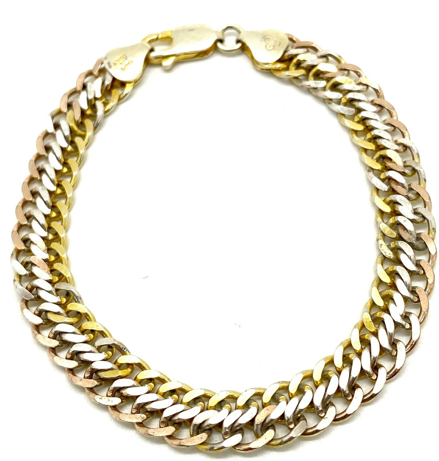 Mens Italian Gold Tone Sterling Silver 925 Two Cuban Link Chain